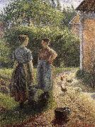 Camille Pissarro Woman in front of farmhouse Spain oil painting artist